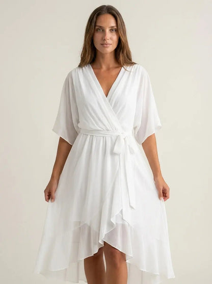 Mónica - Vestido de Chiffon con Escote en V - Elena Duval