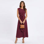 Emilia - Vestido maxi elegante sem mangas e gola redonda