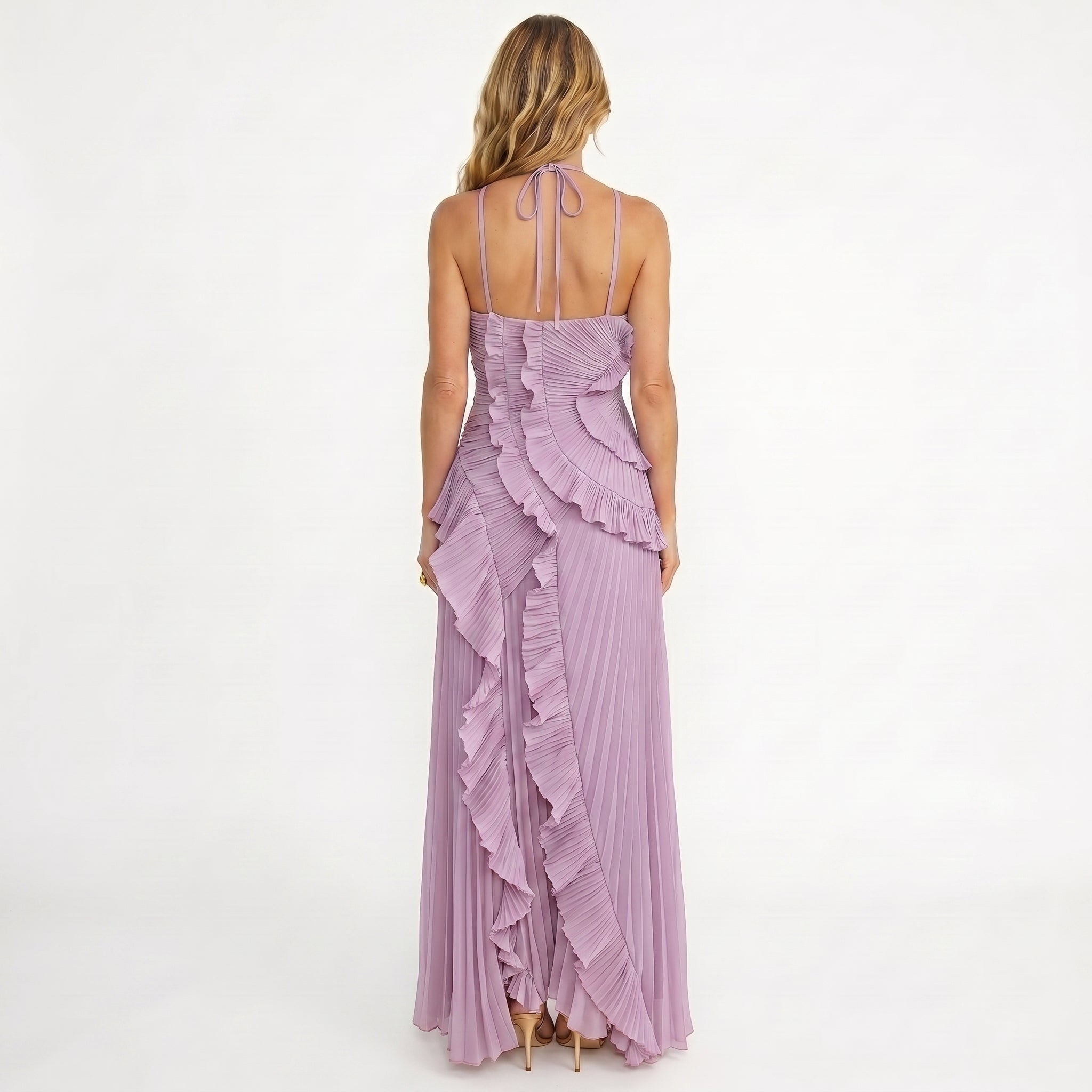 Leonor | Vestido Plisado con Volantes Elegante