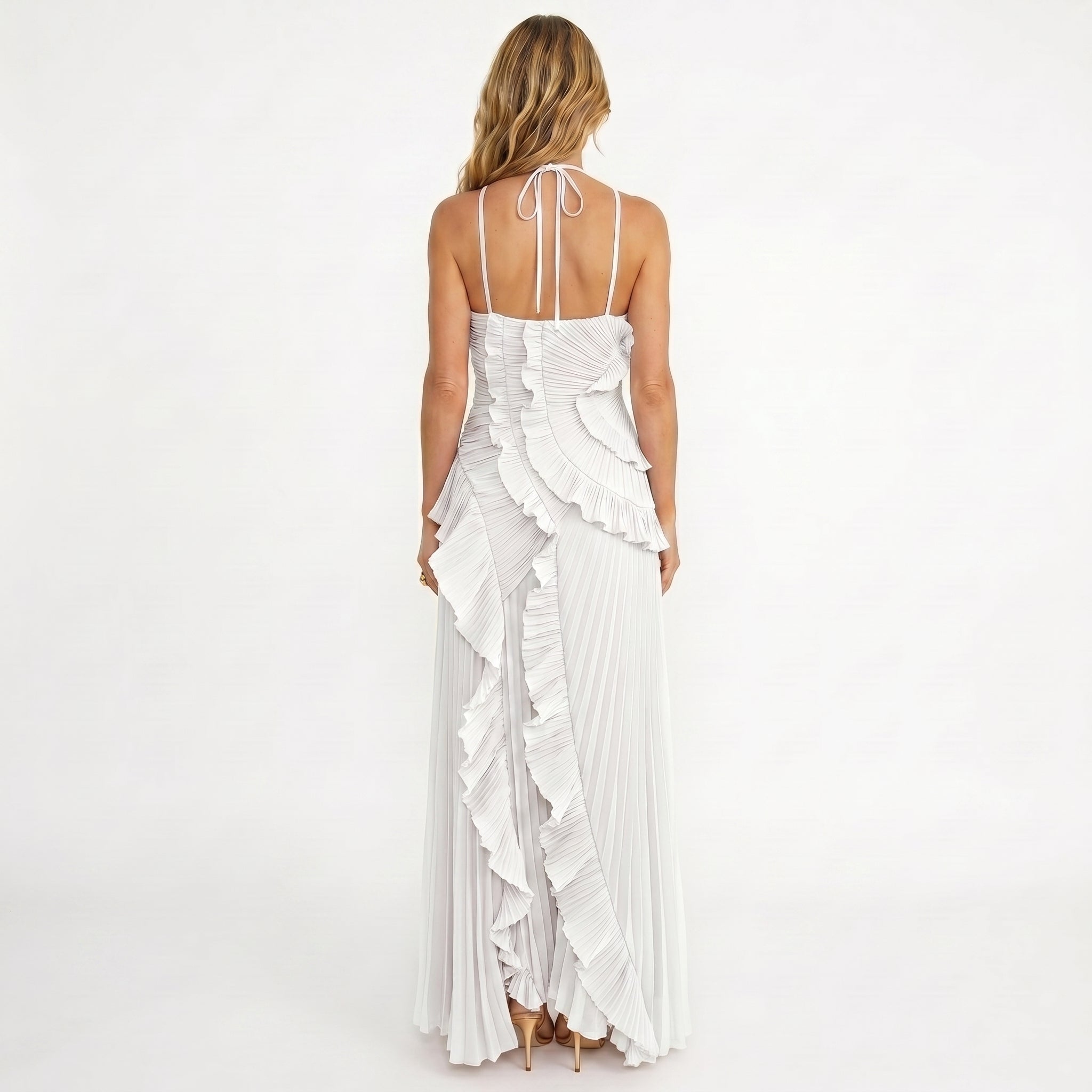 Leonor | Vestido Plisado con Volantes Elegante