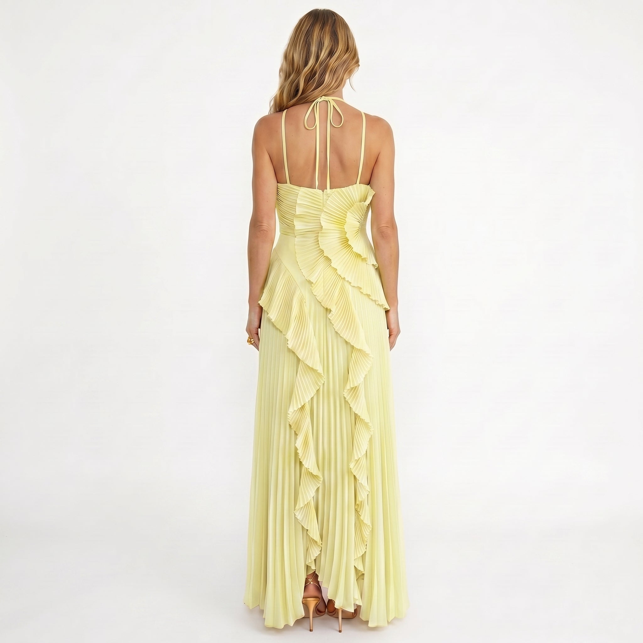 Leonor | Vestido Plisado con Volantes Elegante