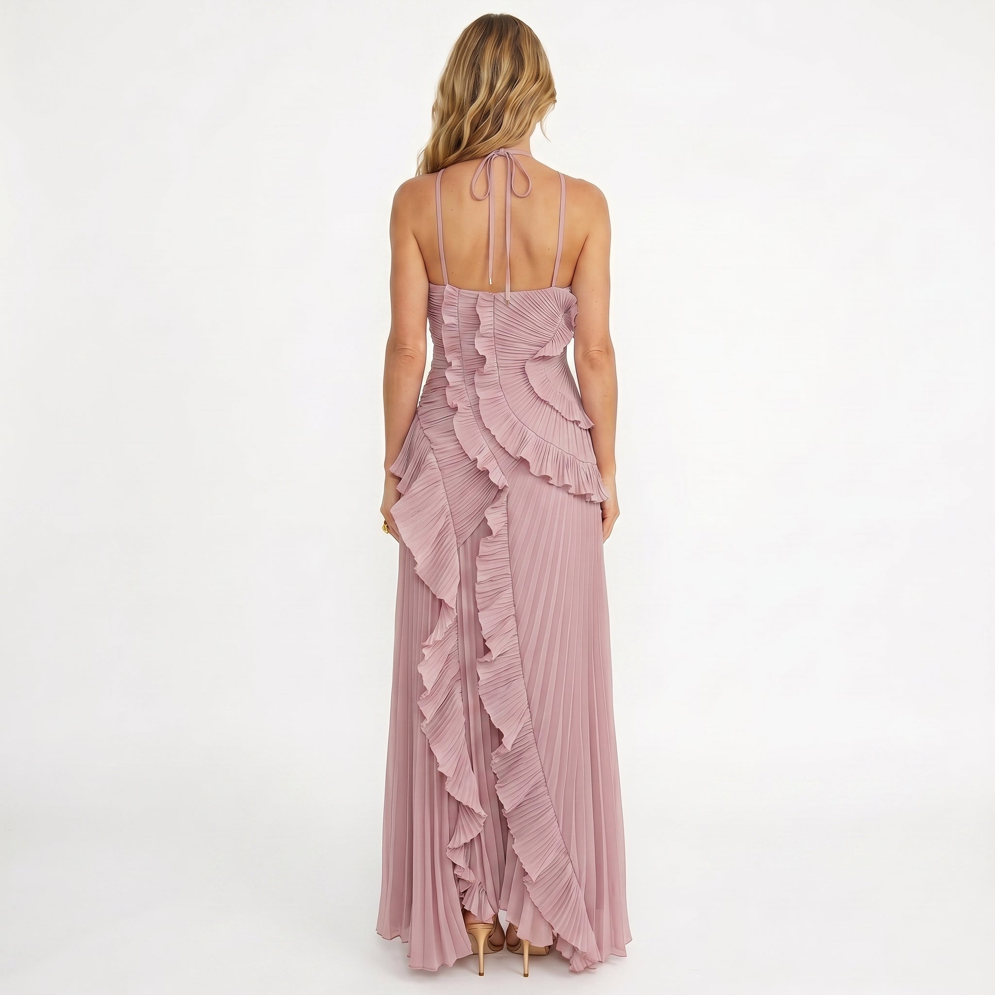 Leonor | Vestido Plisado con Volantes Elegante