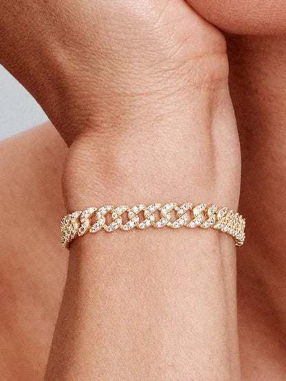 Nerea | Pulsera Cubana con Moissanita - Elena Duval