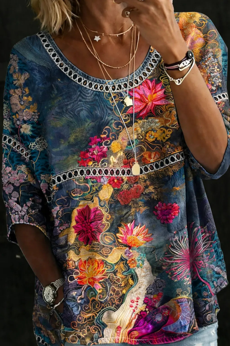 Nicole | Blusa Vaquera Floral Vintage - Elena Duval