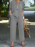 Ophira | Women's Round Neck Long Sleeve 3 Piece Set