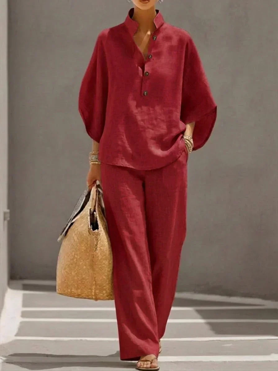 Maribel | Conjunto con Mangas Murciélago y Pantalones Anchos