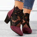 Pemba | Women's Floral Lace Block Heel Ankle Boot