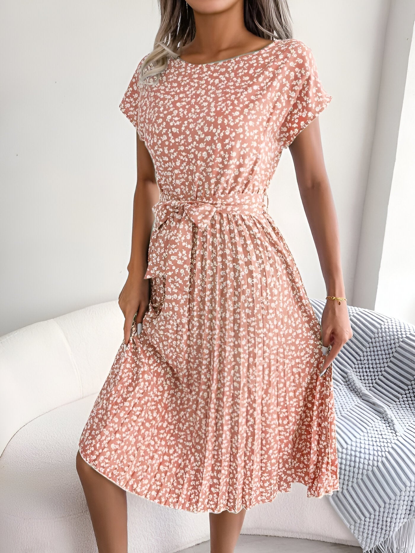 Jennifer™ | Flower Pleated Elegance Dress