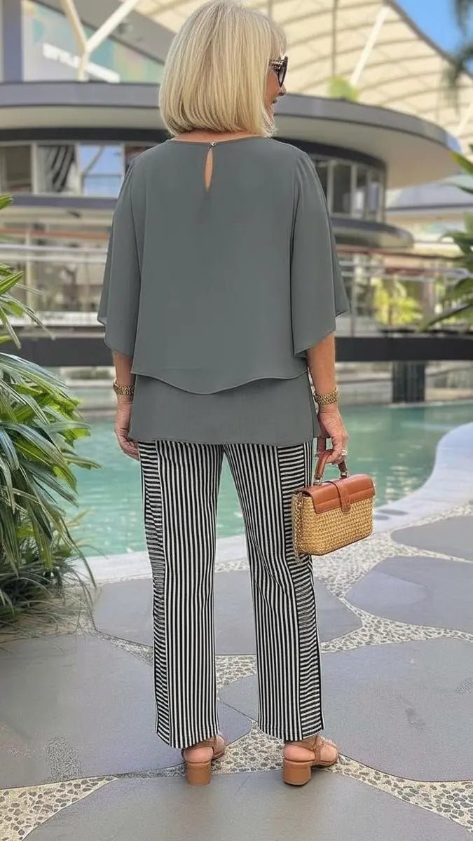 Renée | Conjunto Gris Cuello Redondo - Elena Duval
