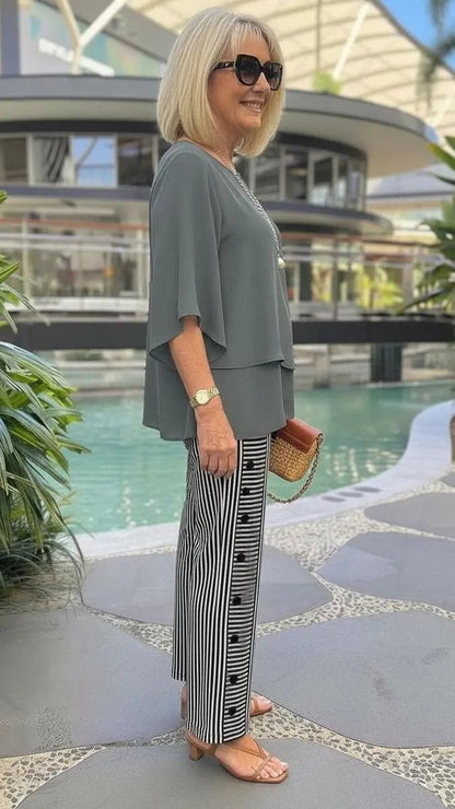 Renée | Conjunto Gris Cuello Redondo - Elena Duval