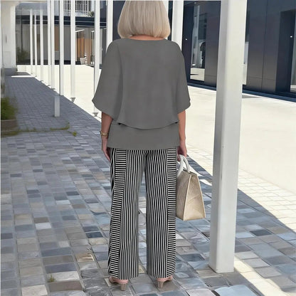 Renée | Conjunto Gris Cuello Redondo - Elena Duval