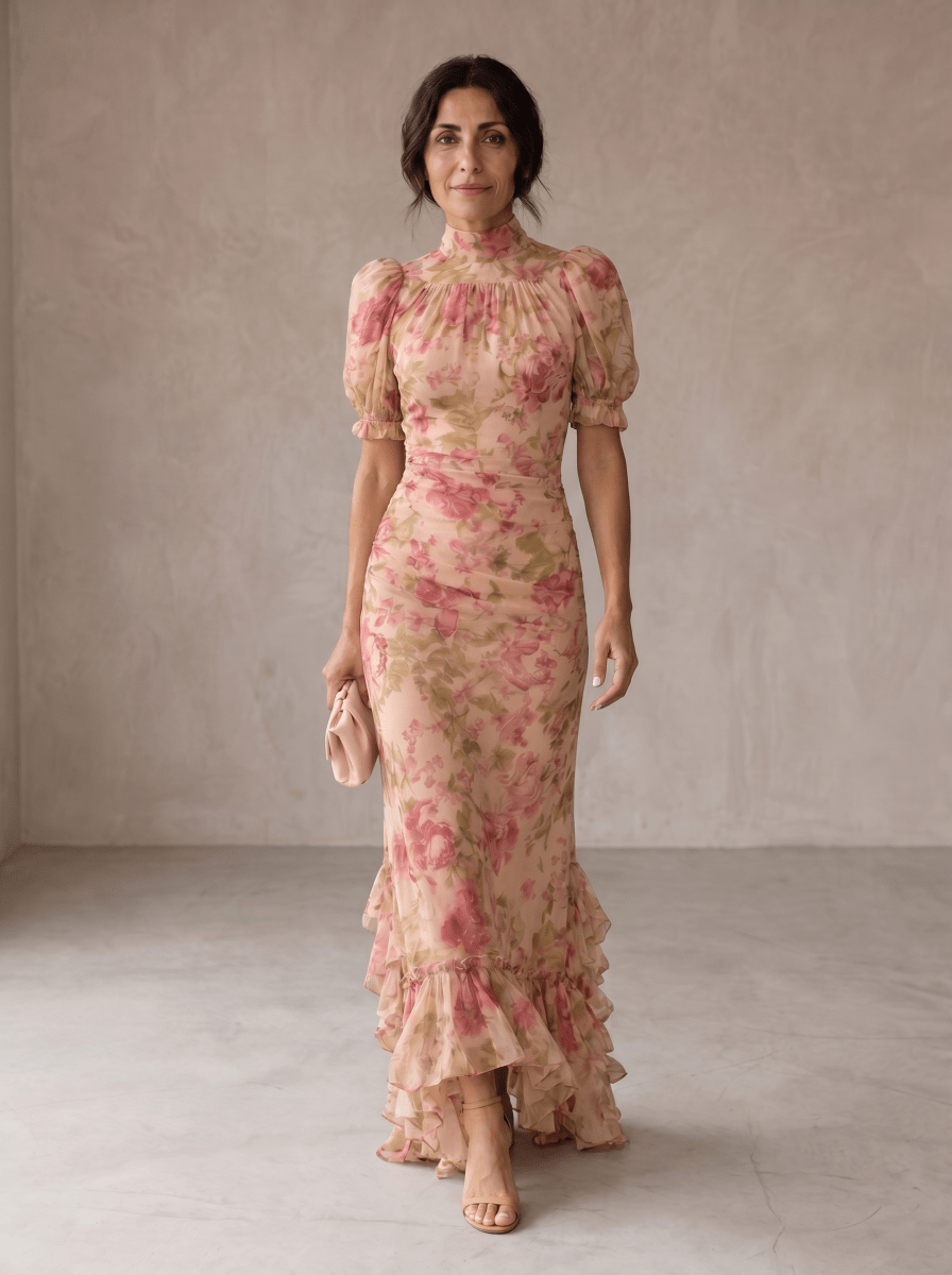 Rosario | Vestido Largo Floral en Chiffon - Elena Duval