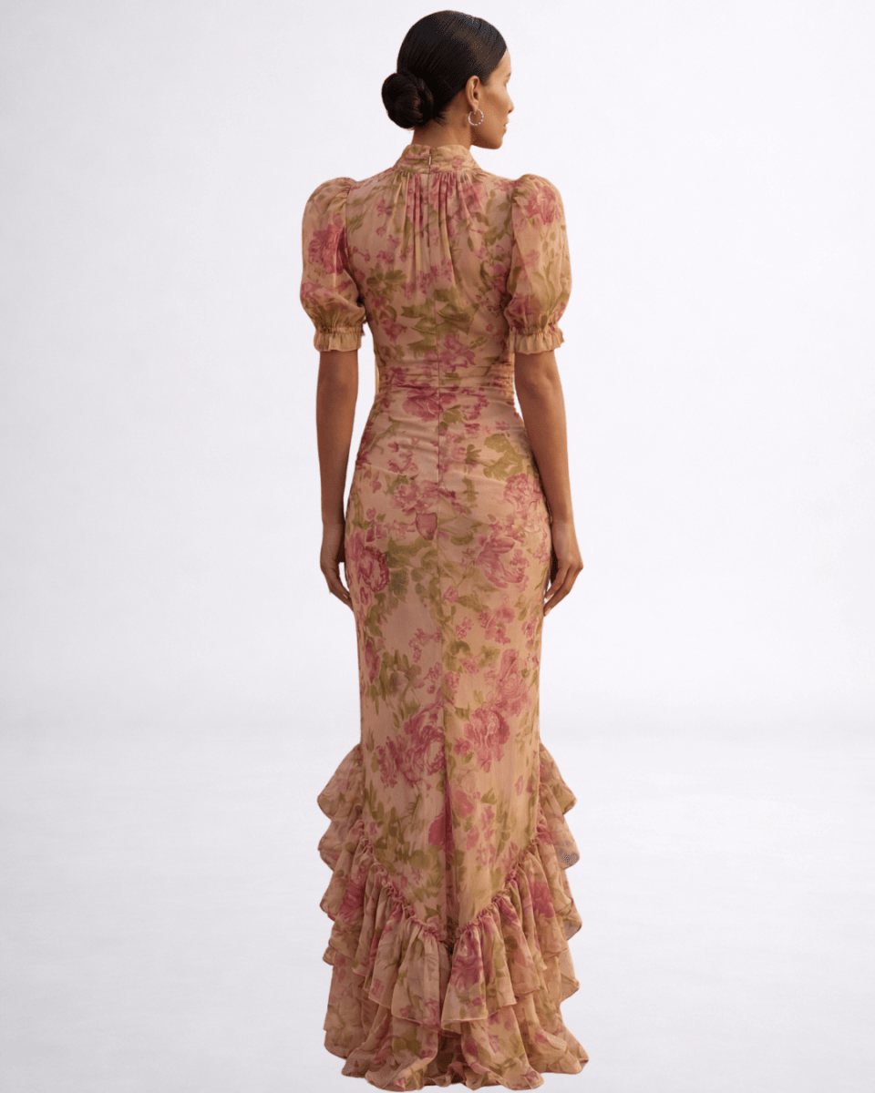 Rosario | Vestido Largo Floral en Chiffon - Elena Duval