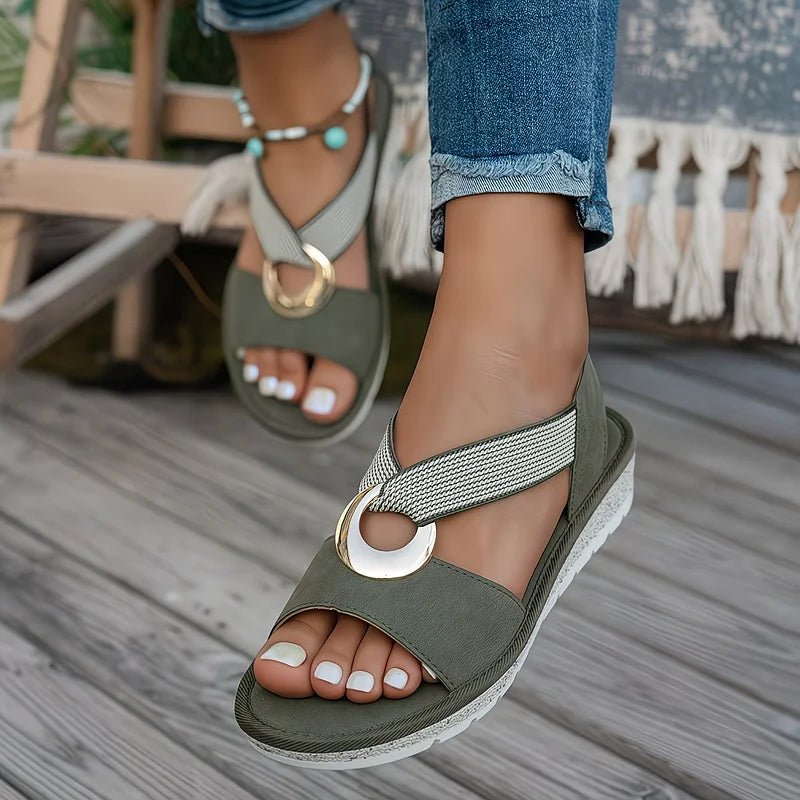 Selene | Sandalias Planas con Hebilla - Elena Duval