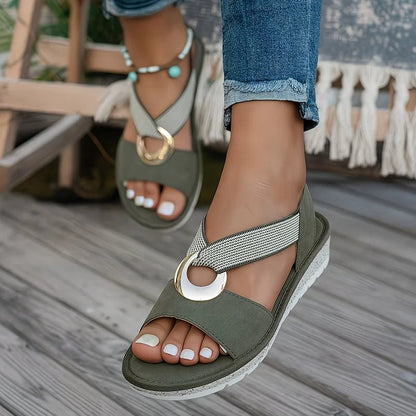 Selene | Sandalias Planas con Hebilla - Elena Duval
