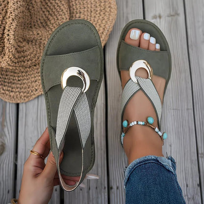 Selene | Sandalias Planas con Hebilla - Elena Duval