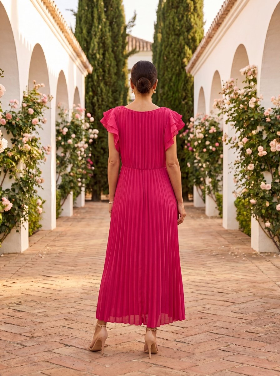 Seraphina | Elegante Vestido Largo Plisado con Cintura Anudada - Elena Duval
