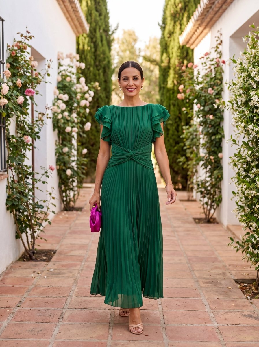 Seraphina | Elegante Vestido Largo Plisado con Cintura Anudada - Elena Duval