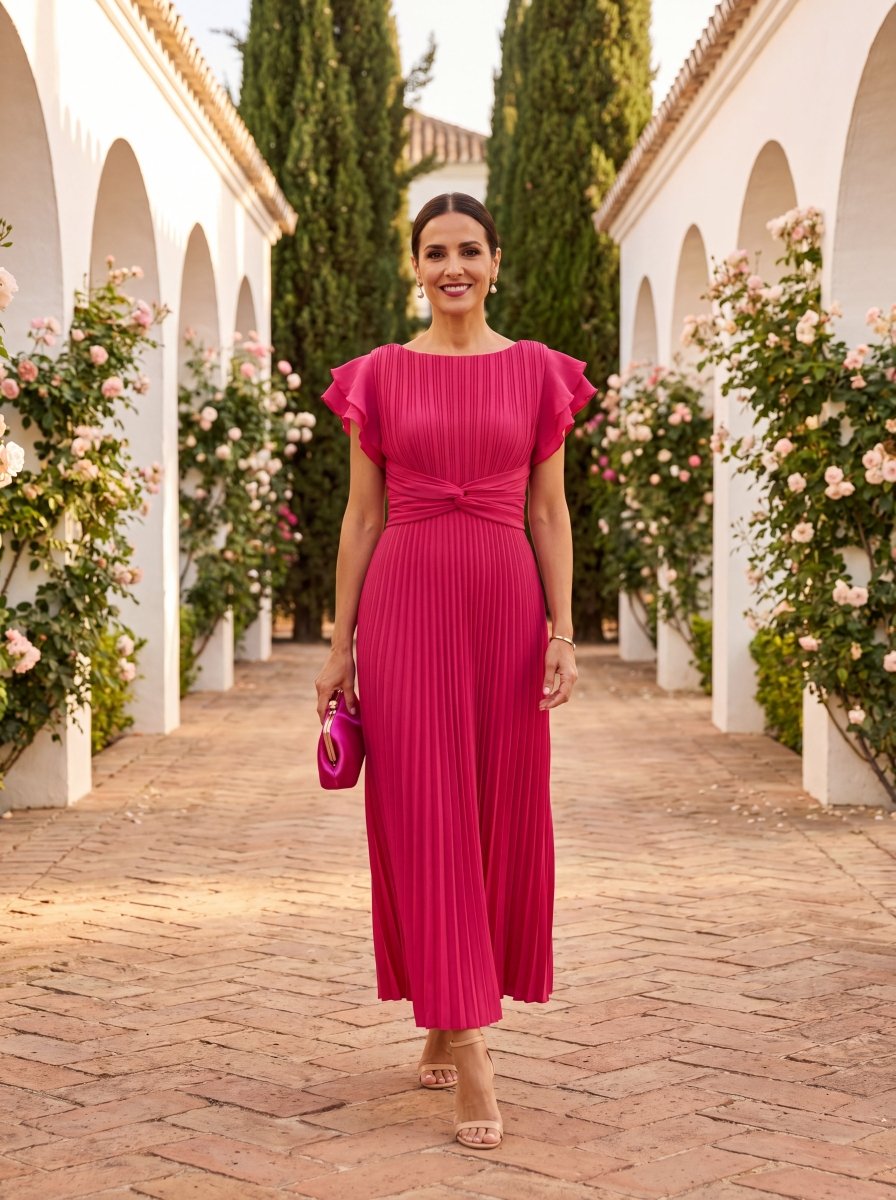 Seraphina | Elegante Vestido Largo Plisado con Cintura Anudada - Elena Duval