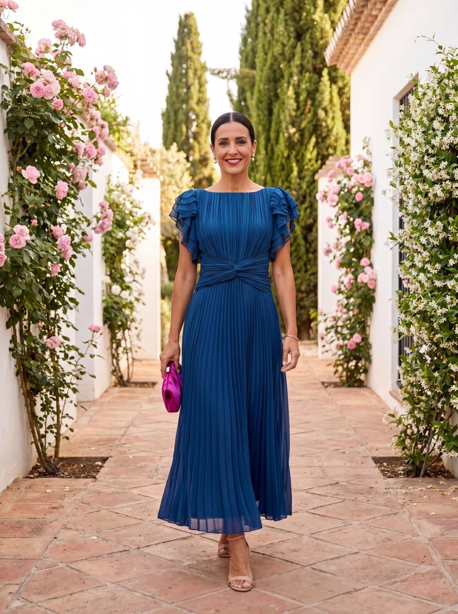 Seraphina | Elegante Vestido Largo Plisado con Cintura Anudada - Elena Duval