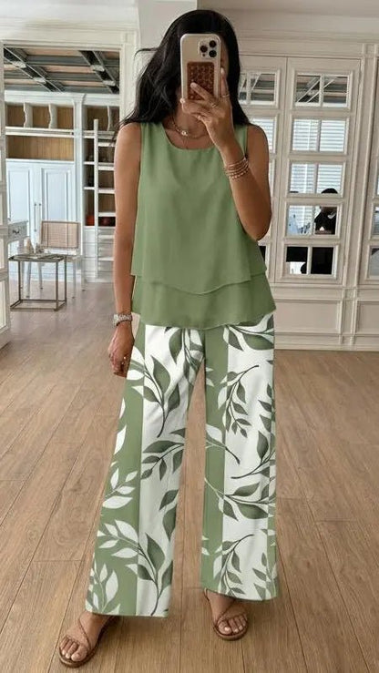 Silvia | Conjunto Verde Estampado - Elena Duval