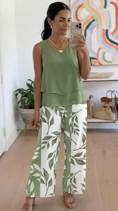Silvia | Conjunto Verde Estampado - Elena Duval