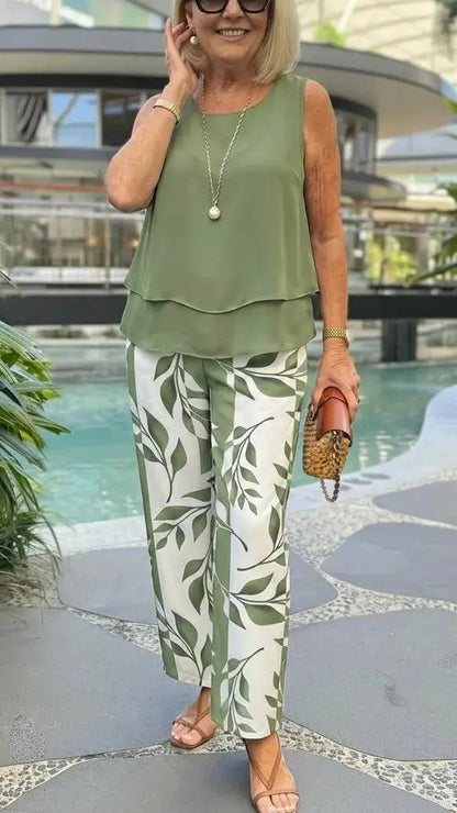 Silvia | Conjunto Verde Estampado - Elena Duval