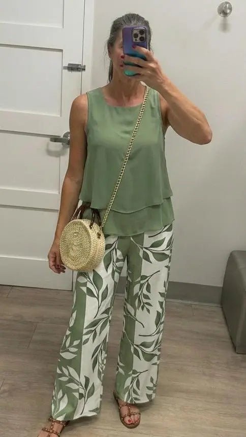 Silvia | Conjunto Verde Estampado - Elena Duval