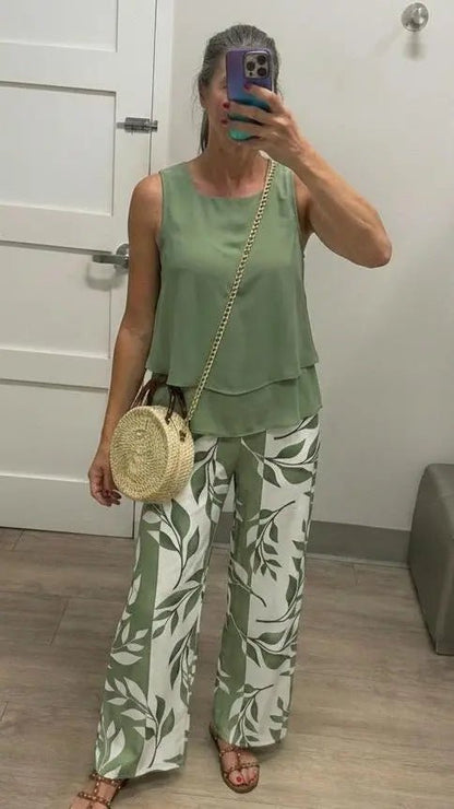 Silvia | Conjunto Verde Estampado - Elena Duval
