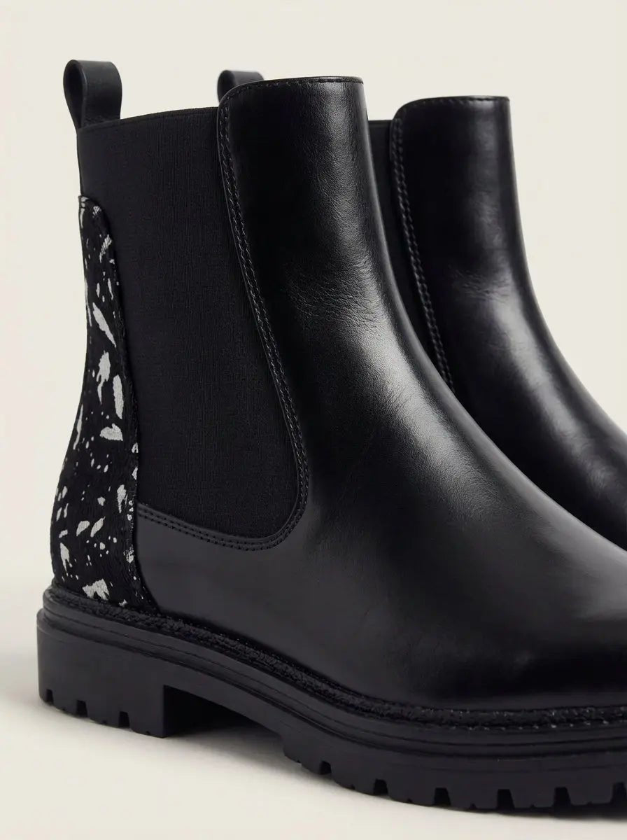Sofía | Botas Chelsea Negras con Leopardo - Elena Duval