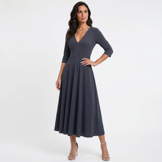 Sofía - Vestido Fluido con Escote en V - Elena Duval