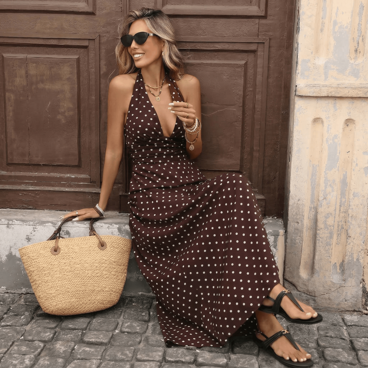 Sofía | Vestido Maxi de Lunares - Elena Duval