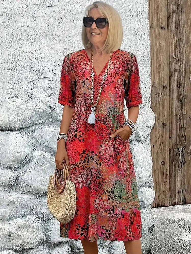 Sofia | Vestido Midi Ligero con Escote en V - Elena Duval