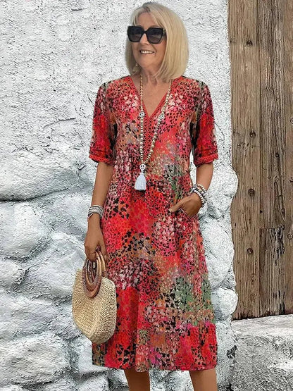 Sofia | Vestido Midi Ligero con Escote en V - Elena Duval
