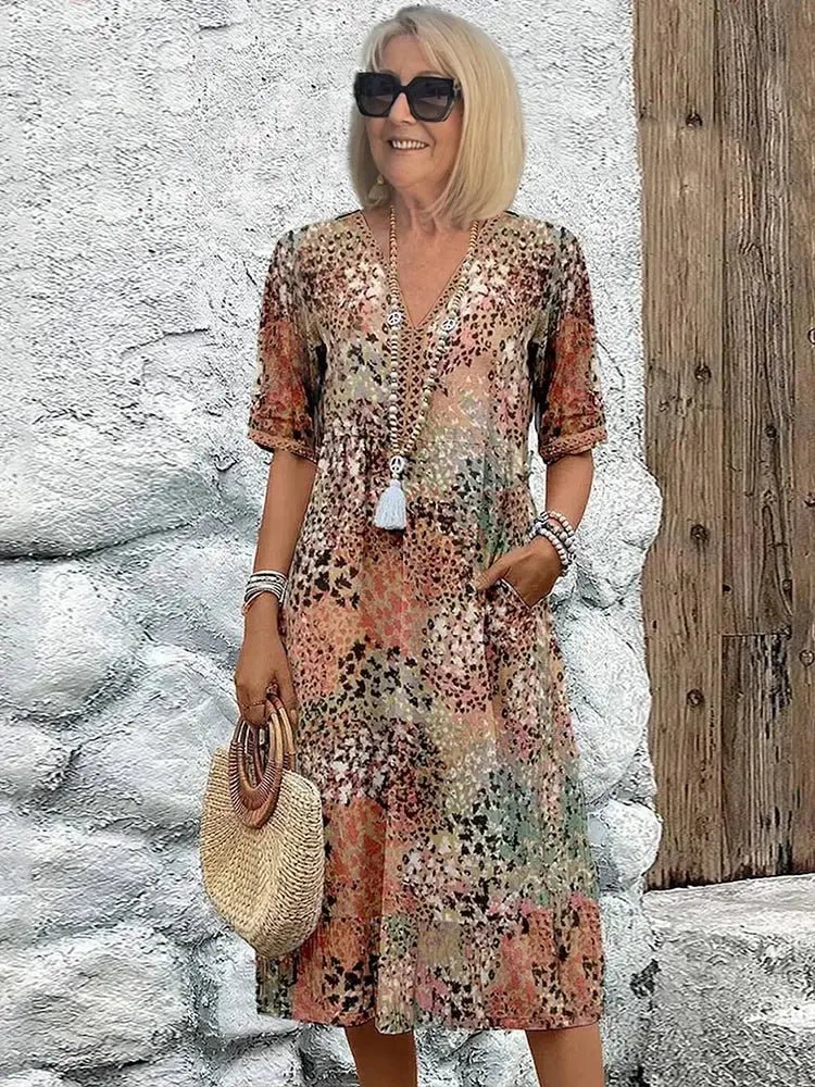 Sofia | Vestido Midi Ligero con Escote en V - Elena Duval