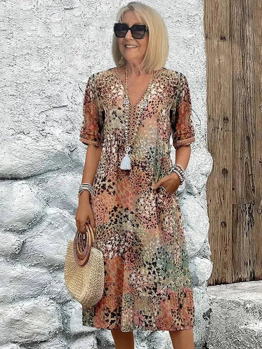 Sofia | Vestido Midi Ligero con Escote en V - Elena Duval