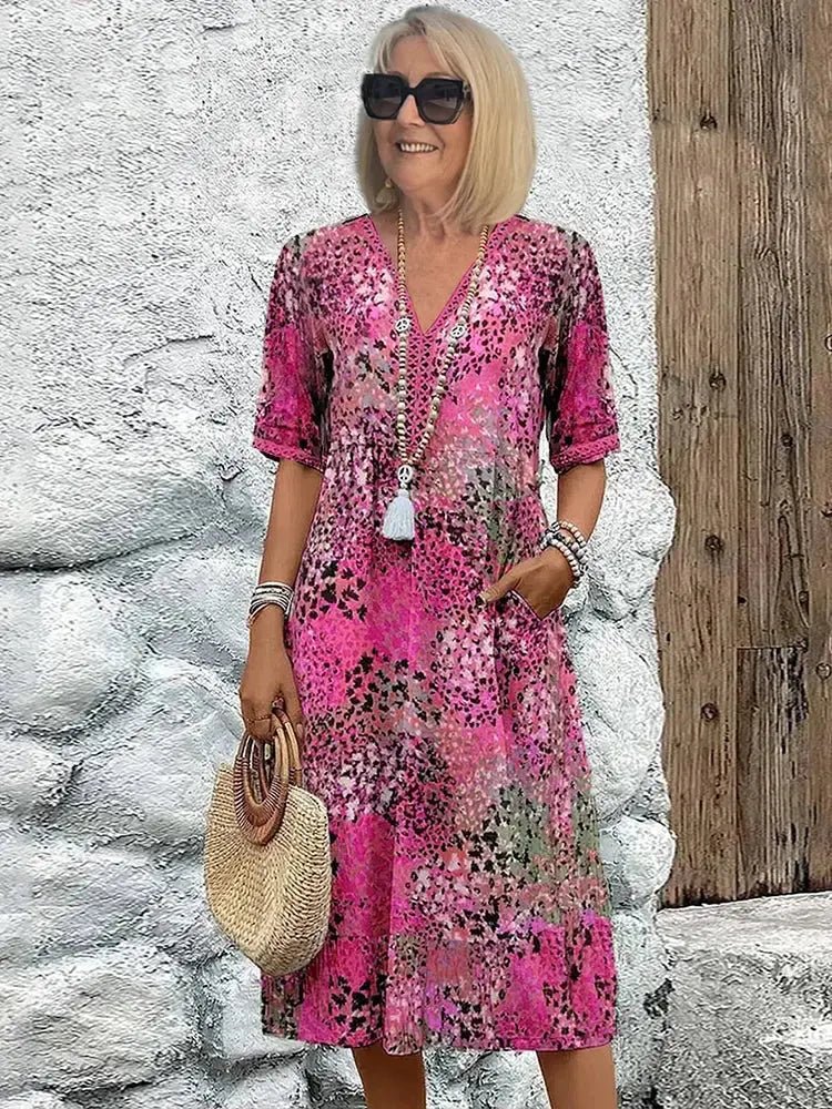 Sofia | Vestido Midi Ligero con Escote en V - Elena Duval