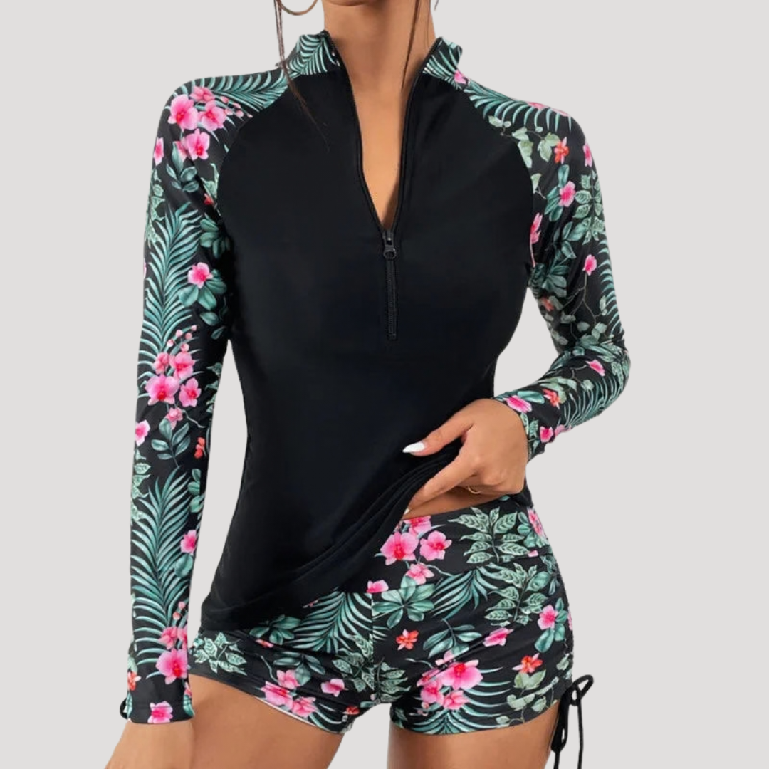 Solange | Women's Floral Long Sleeve Two Piece Swimsuit