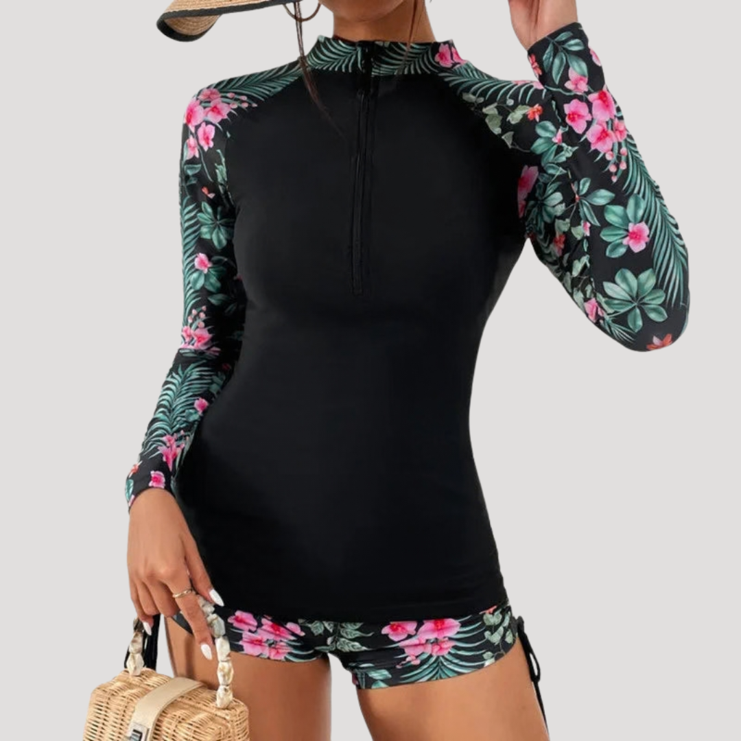 Solange | Women's Floral Long Sleeve Two Piece Swimsuit