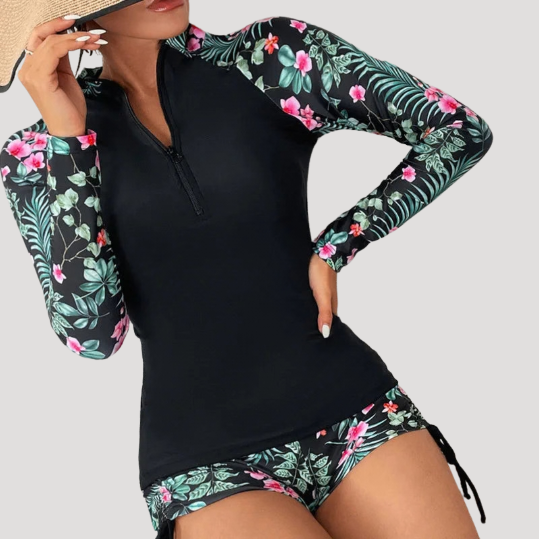Solange | Women's Floral Long Sleeve Two Piece Swimsuit