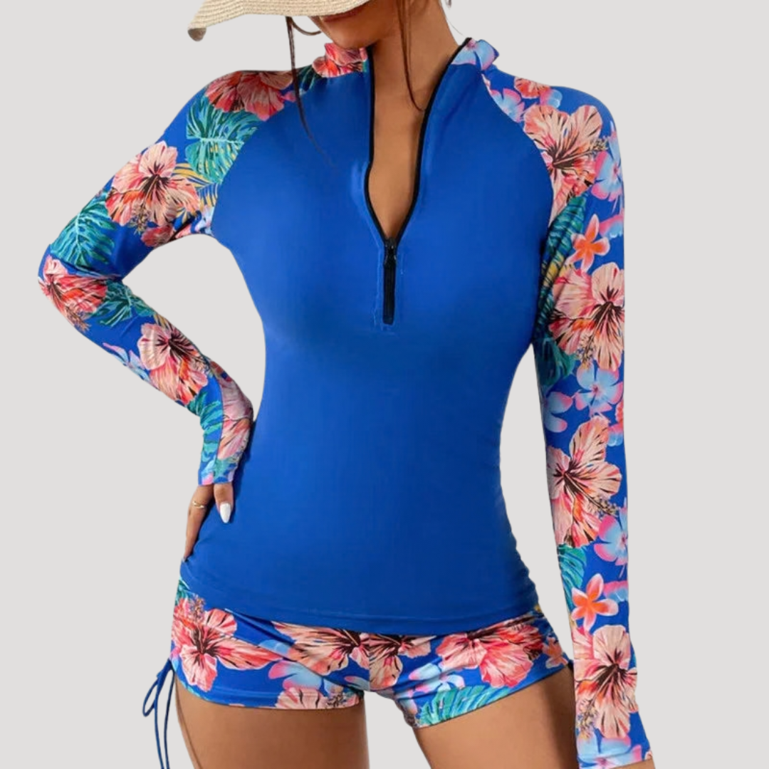 Solange | Women's Floral Long Sleeve Two Piece Swimsuit