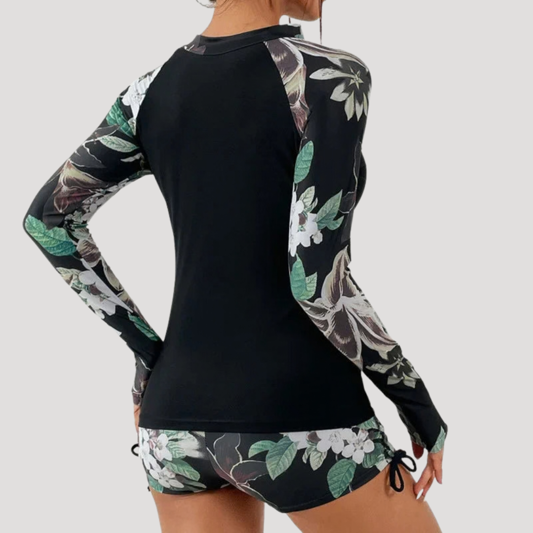 Solange | Women's Floral Long Sleeve Two Piece Swimsuit