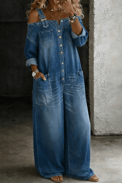 Sophia | Vestido Vaquero con Hombros Descubiertos - Elena Duval