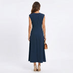 Emilia - Vestido maxi elegante sem mangas e gola redonda