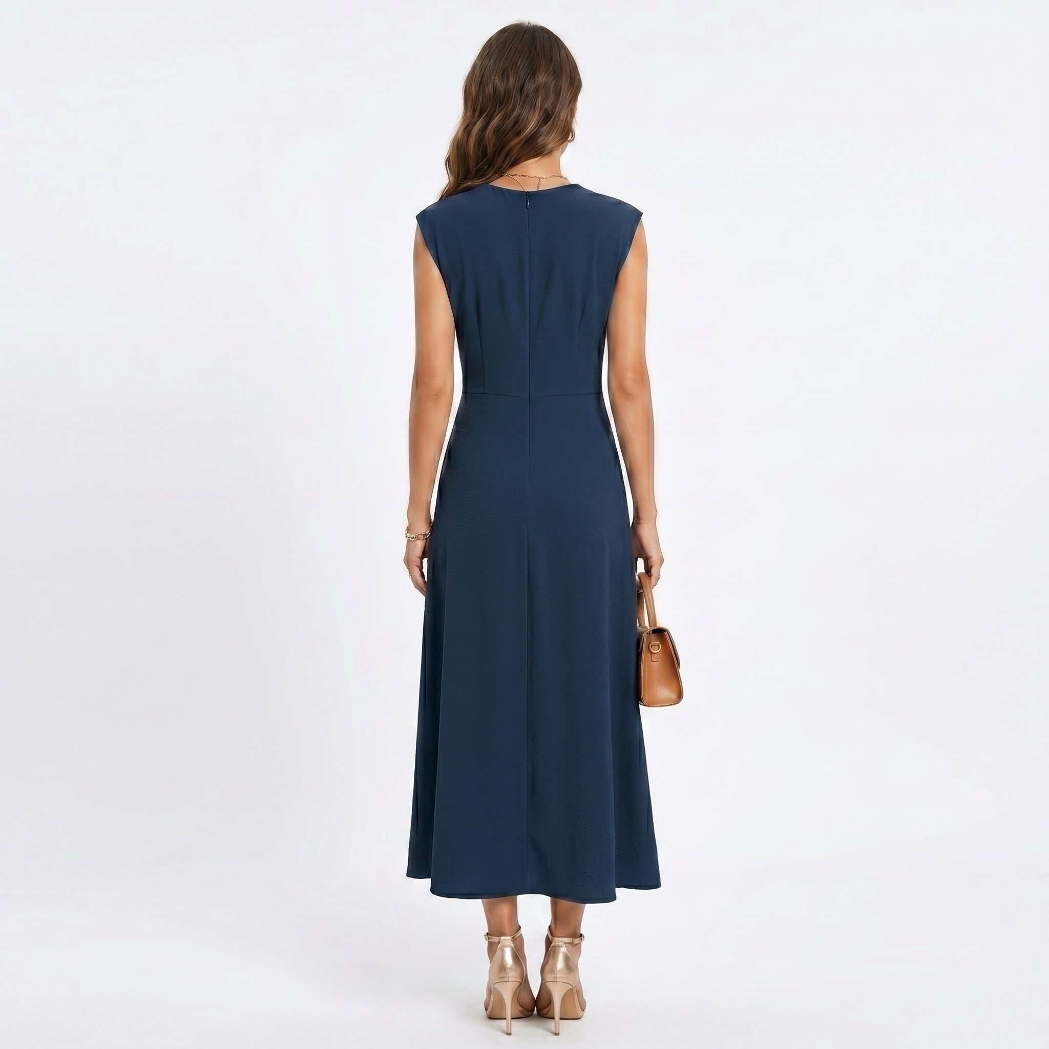 Emilia - Vestido maxi elegante sem mangas e gola redonda