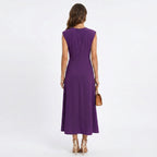Emilia - Vestido maxi elegante sem mangas e gola redonda