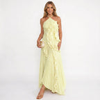 Leonor | Vestido Plisado con Volantes Elegante