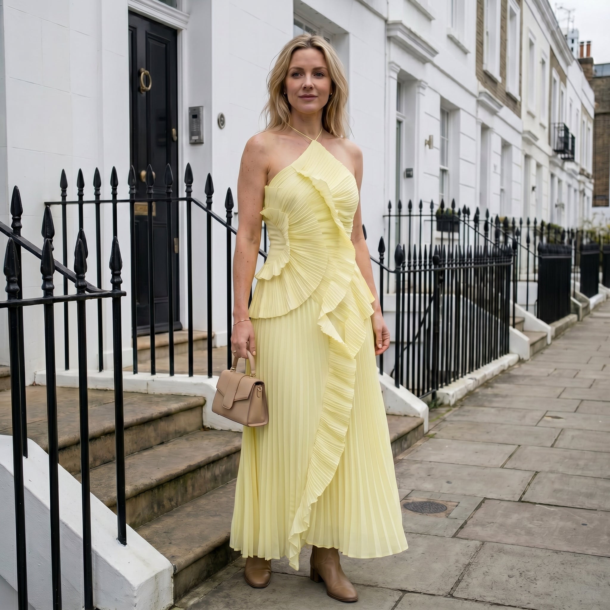 Leonor | Vestido Plisado con Volantes Elegante