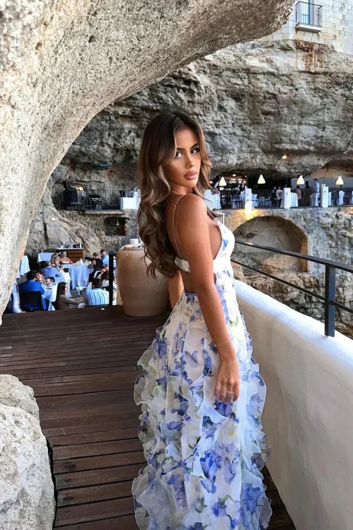 Uri | Vestido Midi Floral con Volantes - Elena Duval