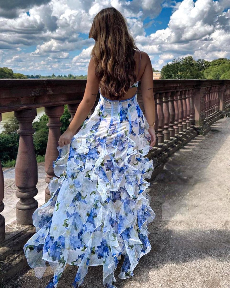 Uri | Vestido Midi Floral con Volantes - Elena Duval